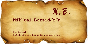 Mátai Bozsidár névjegykártya